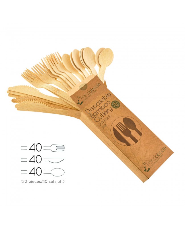 Disposable Bamboo Cutlery 120 Pack