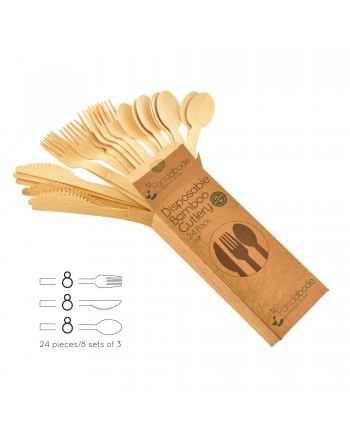 Disposable Bamboo Cutlery 24 Pack