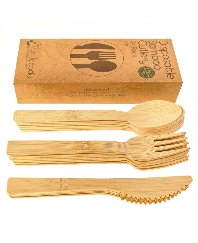 Disposable Bamboo Cutlery 24 Pack